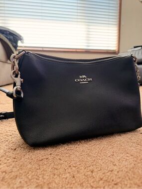 Coach Black Pebbled Leather Crossbody with Silver Hardware